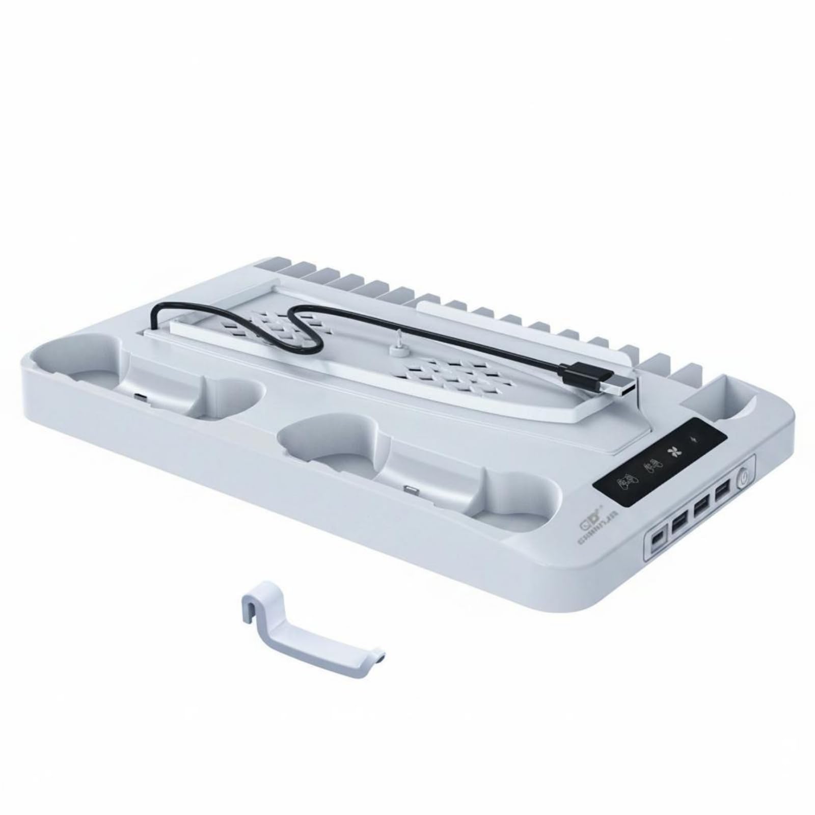 Multifunction PS5 Cooling Station Multiple Light Modes ps5 Cooling Station LED Indicators Two Controller Charging Base for Gamers, Gaming Room, White-image-19