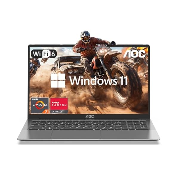 AOC Gaming Laptop, 16.1” FHD Display, AMD Ryzen 7 5700U Octa-Core CPU, 16GB RAM 512GB SSD, Windows 11 Laptop Computer, Wi-Fi 6, Backlit Keyboard, HDMI, USB3.2, Type-C, 53Wh Battery, Metal Shell