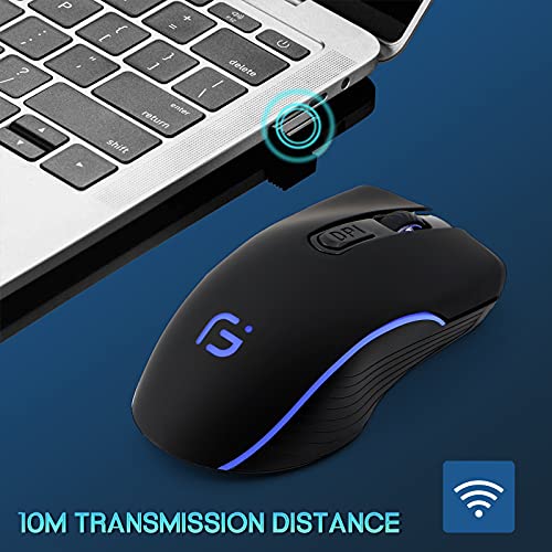 Vegcoo Wireless Gaming Mouse, C8 Silent Click Wireless Rechargeable Gaming Mouse With Colorful Led Lights And 2400/1600/1000 Dpi For Laptop And Computer (C21 Black) #TOP4
