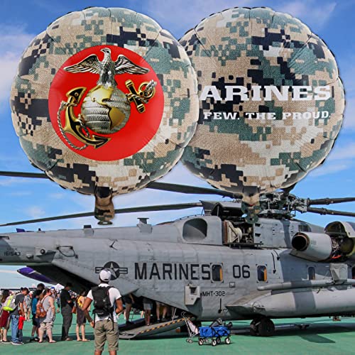 Image of Havercamp Officially Licensed US Marine Corps Mylar Balloons 6 Pack Camo & Seal Party Decorations for Marine Corps Birthday (by Havercamp)
