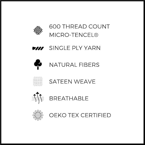 Miniatura 9 de Pillow Guy Luxe Soft & Smooth - Juego de sábanas de 6 piezas 100% Tencel, tamaño matrimonial, azul, 6 piezas