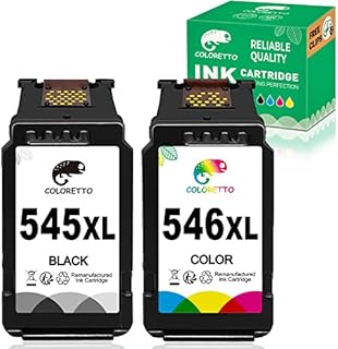 COLORETTO 545 546 XL Printer Ink Replacement for Canon PG-545XL CL-546XL (1 Black,1 Colour) Remanufactured Printer Ink 545 546 for MG2450 MG2550S MG2950 MG3050 TR4550 TR4500 TS3150(2 Paper Clips)