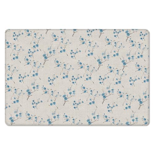 Wildflower Botanical Kitchen Bath Door Mat Cushioned Runner Rug,Washable Welcome Floor Sink Antifatigue Mat,Waterproof & Non-Slip Comfort Standing Doormat,Romantic Shabby Inspired Flowers 18