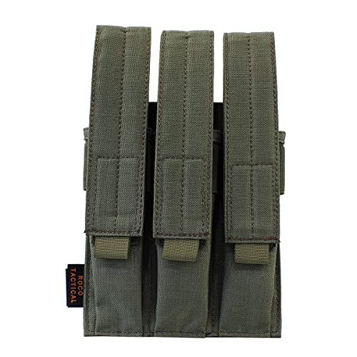 ROCOTACTICAL Tactical Molle Magazine Pouch, Open Top, Kriss Tactical Pistol Triple Mag Pouch, Molle Triple Tactical Mag Pouch (Army Green)