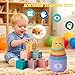 Etyat Baby Toys 6-12 Months, Montessori Toys for 1 Year Old, Silicone Pull String Teether Toy, Stacking Building Blocks Infant Toddler Toy 0-3, Shape Bin Sensory, Baby Boys&Girls Gifts Set