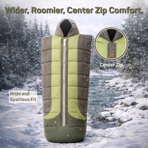 Image of ROCKSPORT Ladakh Mummy Sleeping Bag, Hollow Fiber Filling, Lightweight Winter Camping Bag with Air Pillow, Pista Green (-10C to 0C)