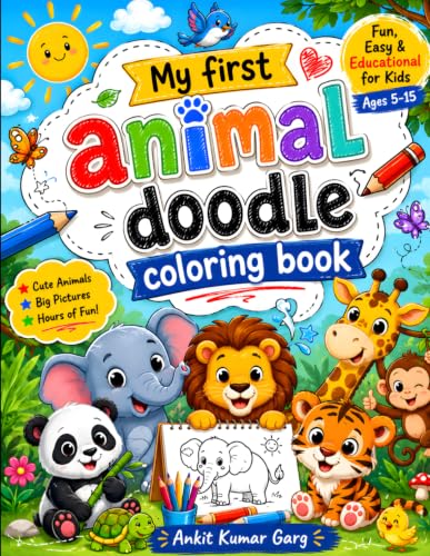 Image of Cute Animal Doodle Coloring Book for Kids Ages 5-15: Fun and Easy Coloring Pages Featuring Adorable Animals, Creative Doodles, and Relaxing Activities for Boys and Girls