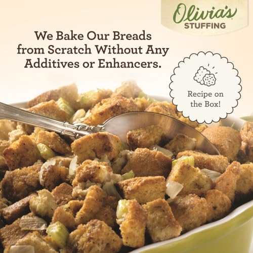 Image of Olivia's Croutons Gluten Free Stuffing Mix - Rosemary & Sage Herb Seasoned Dressing - Vegetarian, Preservative Free, 9 Ounce (Pack of 2)