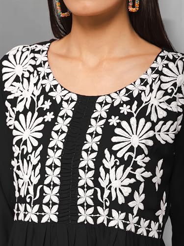 Image of Winza Designer Rayon Chikankari Embroidered Short Kurti | Plus Size Kurta Tunic Top
