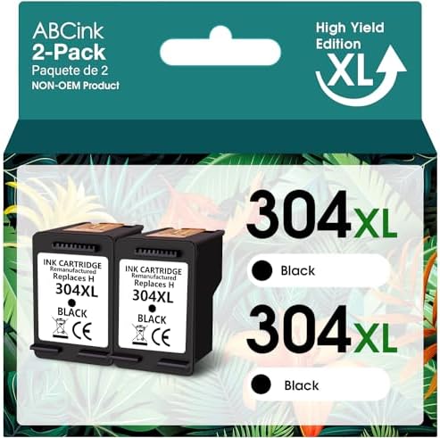 304XL Black Ink Cartridges,Replacement For HP 304 XL Printer Ink, For HP Envy 5032 5020 5000 5055 5010 5030 DeskJet 2600 2632 3700 2630 3760 2620 3762 On
