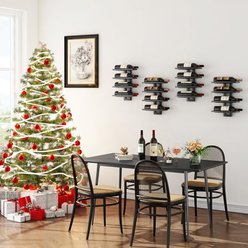Image of IBUYKE Wall Mounted Wine Rack 12 Bottle,Metal Storage Rack,Black TMJ909B | Wine Bottle Holder for Wine Bottles Liquor Champagne DIY Wall Wine Rack for Home Bar Storage and Display