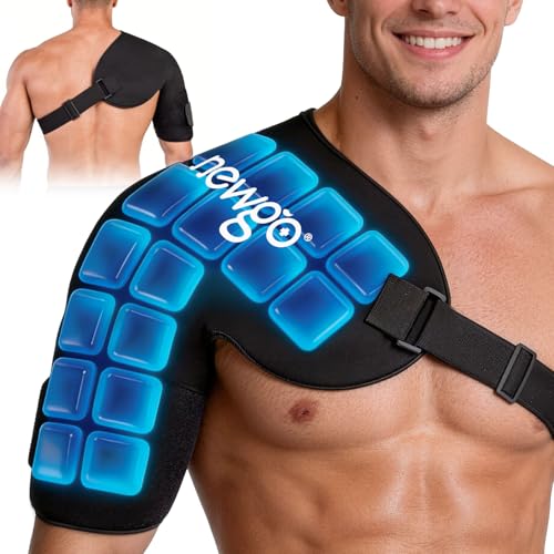 NEWGO Shoulder Ice Pack for Rotator Cuff Pain Relief 45-Min Long-Lasting Ice Packs for Shoulder Discomfort with Ice Grid Design Cold Compression Wrap for Post-Surgery Muscle Relaxation & Swelling