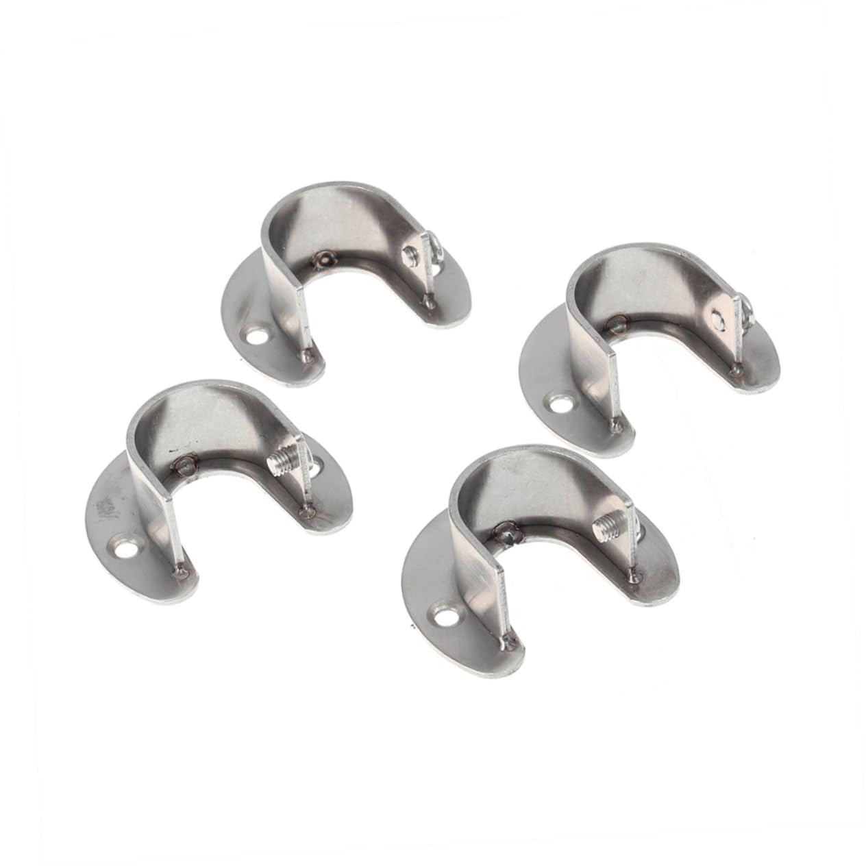 VOSAREA 6PCS U Shape Heavy Duty Stainless Steel Closet Pole Socket Bracket for Curtain Rods Rod End Supports Sturdy Installation for Wall Closet Use