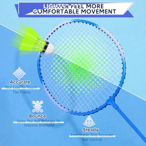 Image of 12 Pack Badminton Rackets Set Including Badminton Racquets, Nylon Shuttlecocks and Carry Bag for Outdoor Backyard Games Beginners