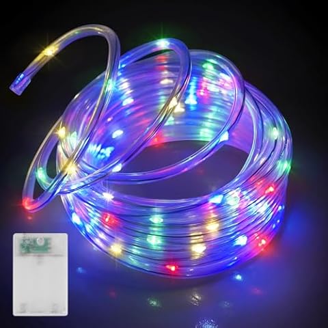 Heceltt 24.6ft Multicolour Battery Operated Rope Lights Cover