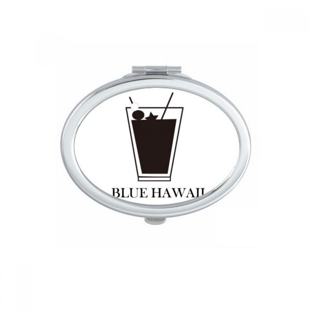 Miroir de poche compact ovale avec design cocktail de style noir pour retouches maquillage