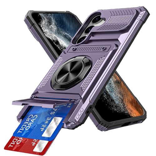 Coque Samsung S24 porte-cartes béquille anneau protection intégrale antichoc violette
