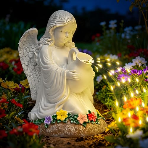 GIGALUMI Garden Statue Solar Angel Decor Outdoor Angel Decoration with LED for Patio Yard Lawn Balcony Christmas/Birthday Gift for Mom Women