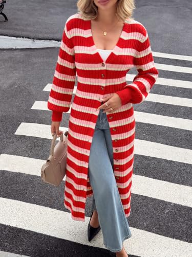 Image of Saodimallsu Womens Long Duster Cardigans Button Down Maxi Sweater Dress