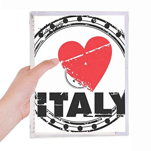 Carnet à spirales rechargeable I Love Italy avec motif cœur pour des notes infinies