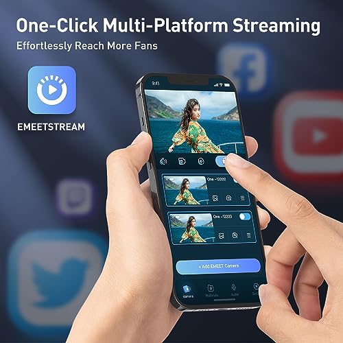 Image of EMEET Streamcam One Wireless Streaming Camera, 1080P HD Webcam with Sony Sensor, Multi-cam support, 1 Detachable Mic & 2 Built-in Noise Reduction Mics, 8H Streaming Battery for Youtube /Twitch /Facebook