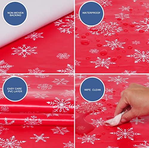 Wachstuch Tischdecke Weihnachtstischdecke Wachstuchtischdecke Abwaschbar Eckig 140 x 180 cm Weihnachten Rot