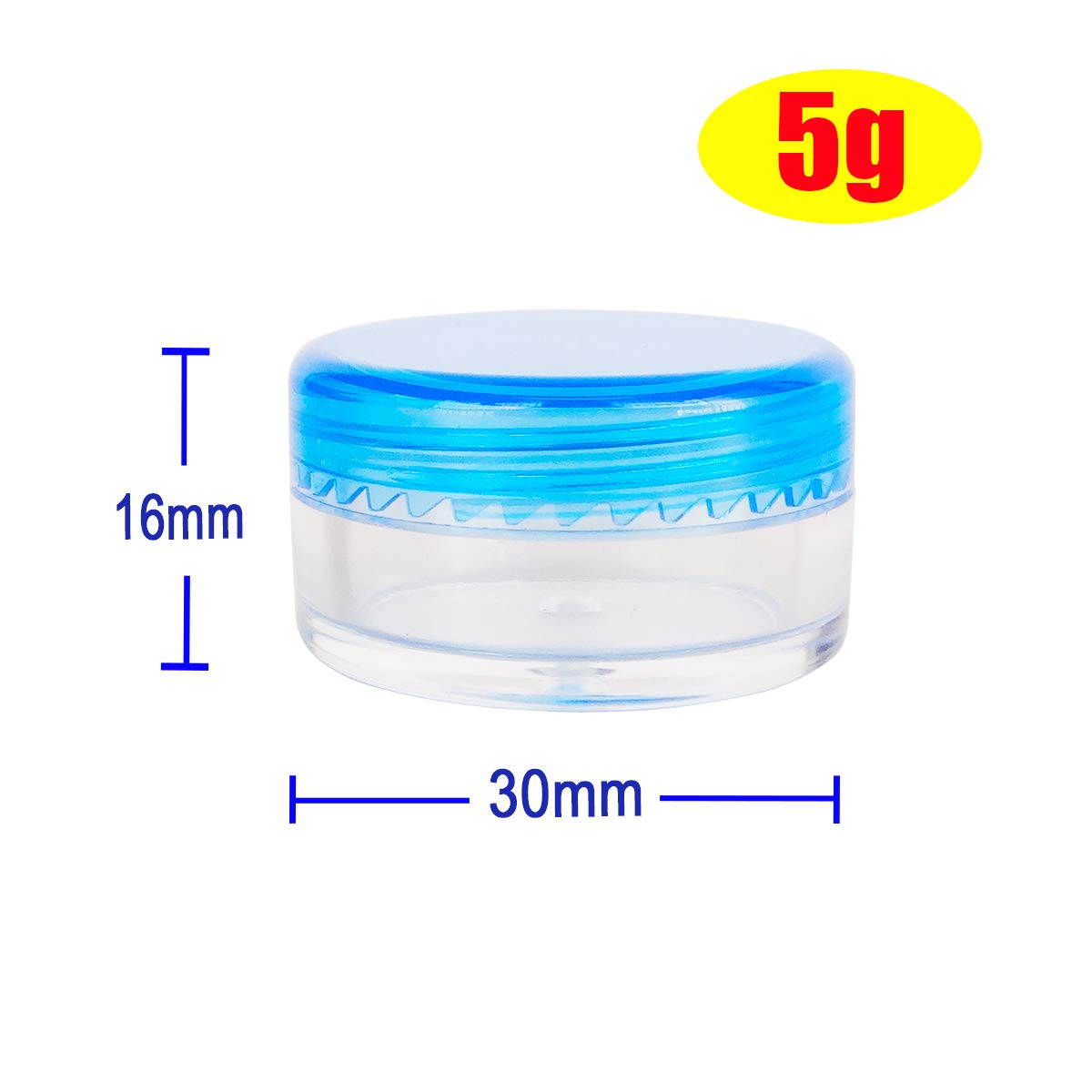 Wopanxye 20pcs 5ml BPA Free Small Jars, 5 Gram Cosmetic Sample Empty Plastic Container Pot with Blue Screw Cap Lid - Image 2