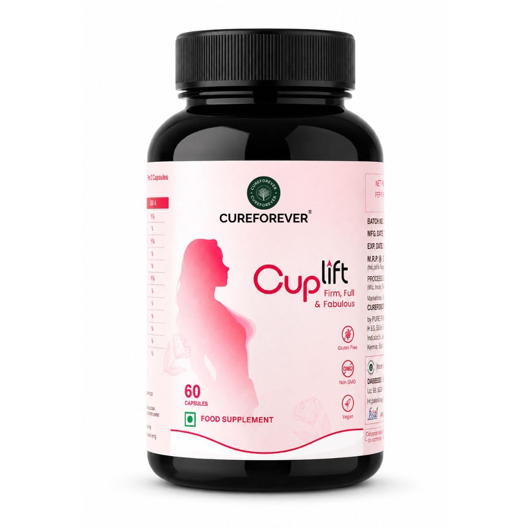 CUREFOREVER Cuplift Natural Breast Care Supplement for Women | Shatavari, Pueraria Mirifica, Fenugreek, Fennel & Ashwagandha | Supports Firmness, Shape & Skin Tone | Plant-Based Formula - 60 Capsules-image-15