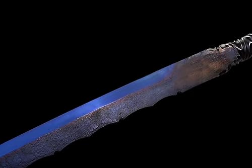 Miniatura 4 de Espada completa azul de alta hoja de acero de manganeso Katana japonesa Samurai Espada Funda de cuero