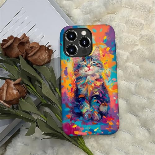 Coque iPhone 16 Pro mignon chat coloré pour le quotidien - 6