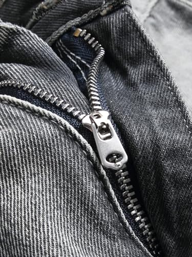 Men's Jeans Slim Fit Ripped Straight Leg Distressed Fashion Denim Pants Gray4