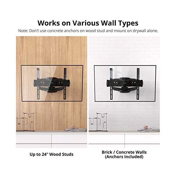 ATUMTEK Tilt Swivel TV Wall Bracket Mount, Full Motion Extension for Most 23-55 Inch Flat Curved TVs, Ceiling TV Bracket with Dual Articulating Arms, Max VESA 400x400mm, Holds Up to 36.4kg - Image 9