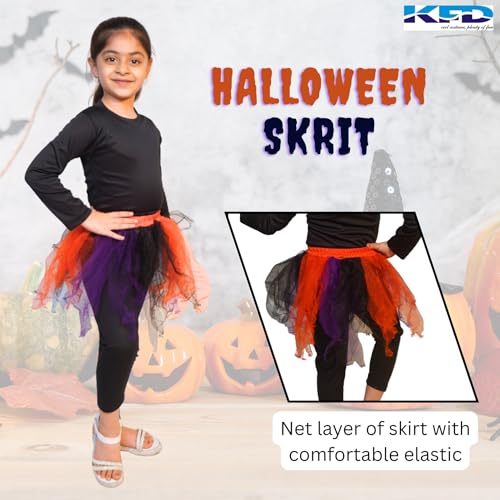 Image of Kaku Fancy Dresses Halloween Skirt for Girls | Halloween Dress for Girls | Halloween Costume for Kids | Horror Dress for Kids | Scary Cosplay Costume - 7-8 Years Multicolour