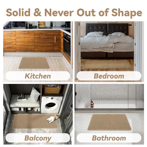 SIXHOME Bath Mat Waffle Super Absorbent Non Slip Bath Ultra Soft Mats for Bathroom Washable Bathroom Rugs with Tassels Rubber Backed Bathroom Mats Brown 50 * 150cm - Cosy Home Interiors SIXHOME Bath Mat Waffle Super Absorbent Non Slip Bath Ultra Soft Mats for Bathroom Washable Bathroom Rugs with Tassels Rubber Backed Bathroom Mats Brown 50 * 150cm - Image 4