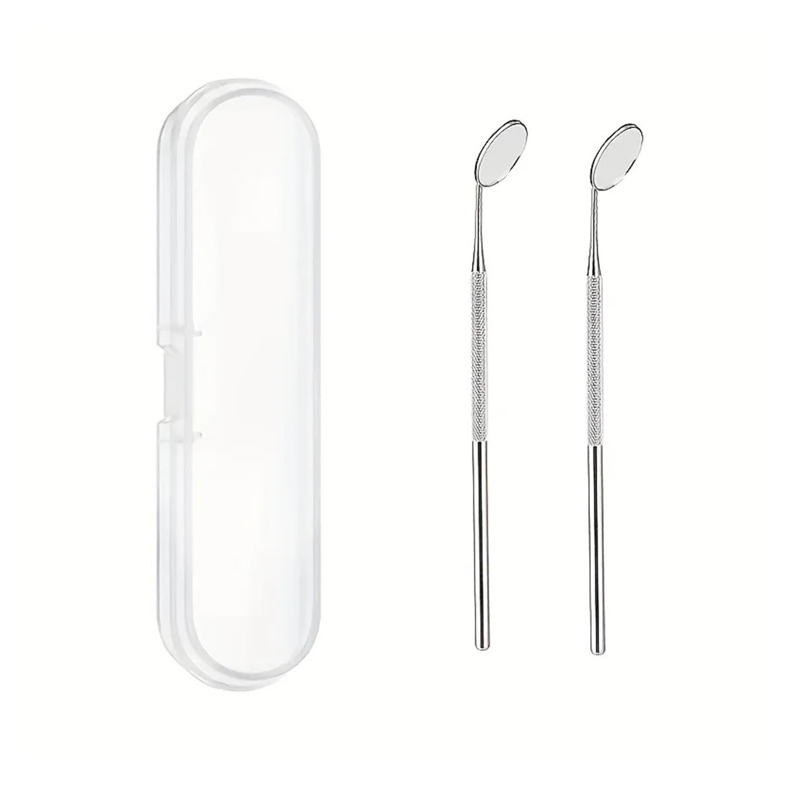 Tragbares Zahnuntersuchungs-Spiegelset mit Aufbewahrungsbox, wiederverwendbar, inklusive Spiegel for Wimpernverlängerungen (Edelstahl)(3set(6pcs+3box))