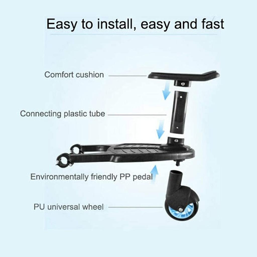Pedana Passeggino, Pedana da Viaggio Universale per Passeggino 2 in 1 con Sedile Rimovibile, Pedana di Scorrimento del Passeggino Pedana Passeggino Universale, 55 Libbre Black
