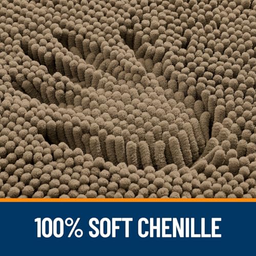 Image of OLANLY Bathroom Rugs Sets 2 Piece, Soft Absorbent Chenille Bath Mats Area Rug Set, Non-Slip, Quick Dry, Machine Washable Bath Mats for Bathroom, Home Decor Accessories (47 inchx20 inch+30 inchx20 inch, Tan)
