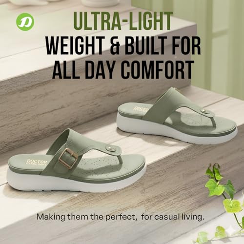 Image of DOCTOR EXTRA SOFT Women's Ultra Lightweight Slippers /Flip-Flops with Memory Foam Cushion | Stylish & Comfortable | Casual & Fashion| Diabetic & Orthopedic Synthetic Slip-on Sandals Ladies /Girls D-621
