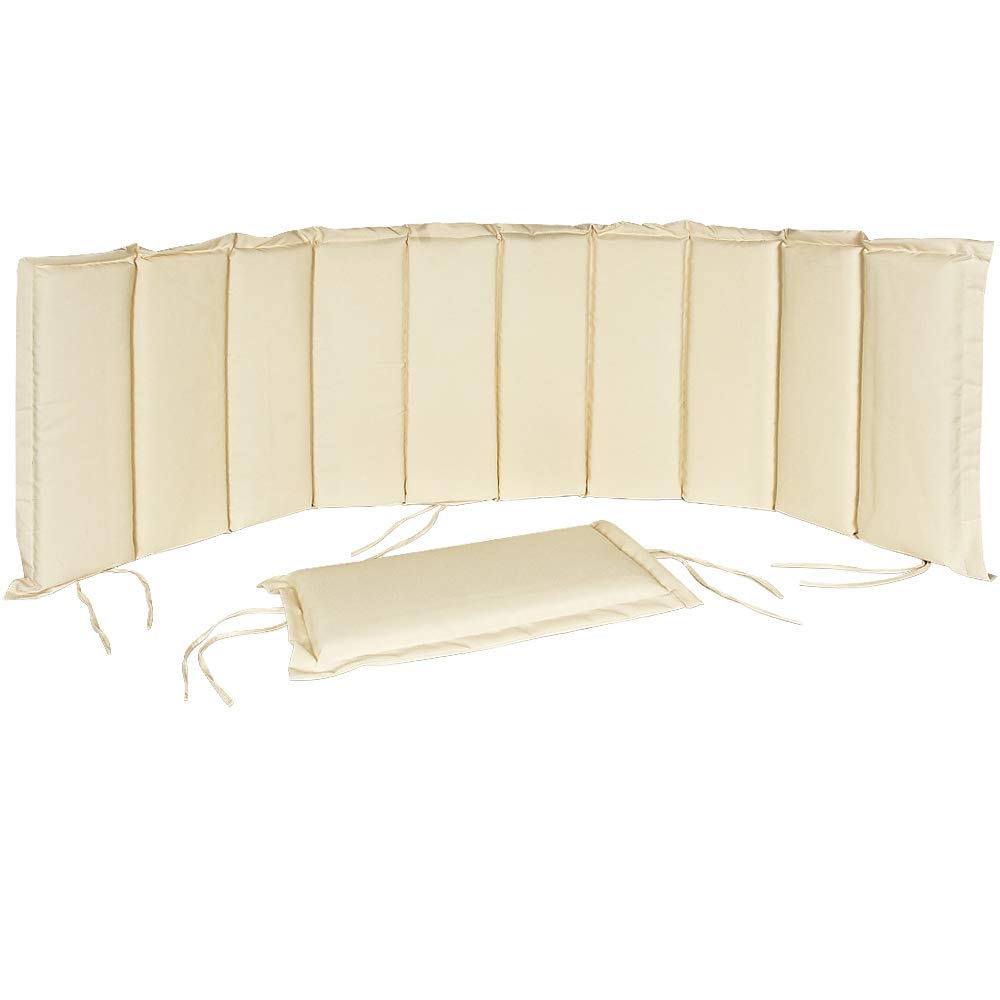 Detex Coussin pour Chaise Longue crème rembourré 7 cm d'épaisseur Oreiller Inclus avec Sangles Coussin pour Bain de Soleil