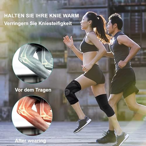 Teylam Kniebandage für Männer/Damen 2er set, Medizinisches knieschoner für Meniskusriss, Arthritis, ACL, Kompression bandage knie für Basketball, Volleyball, Yoga, Laufen, Rechts & links Bein tragbar