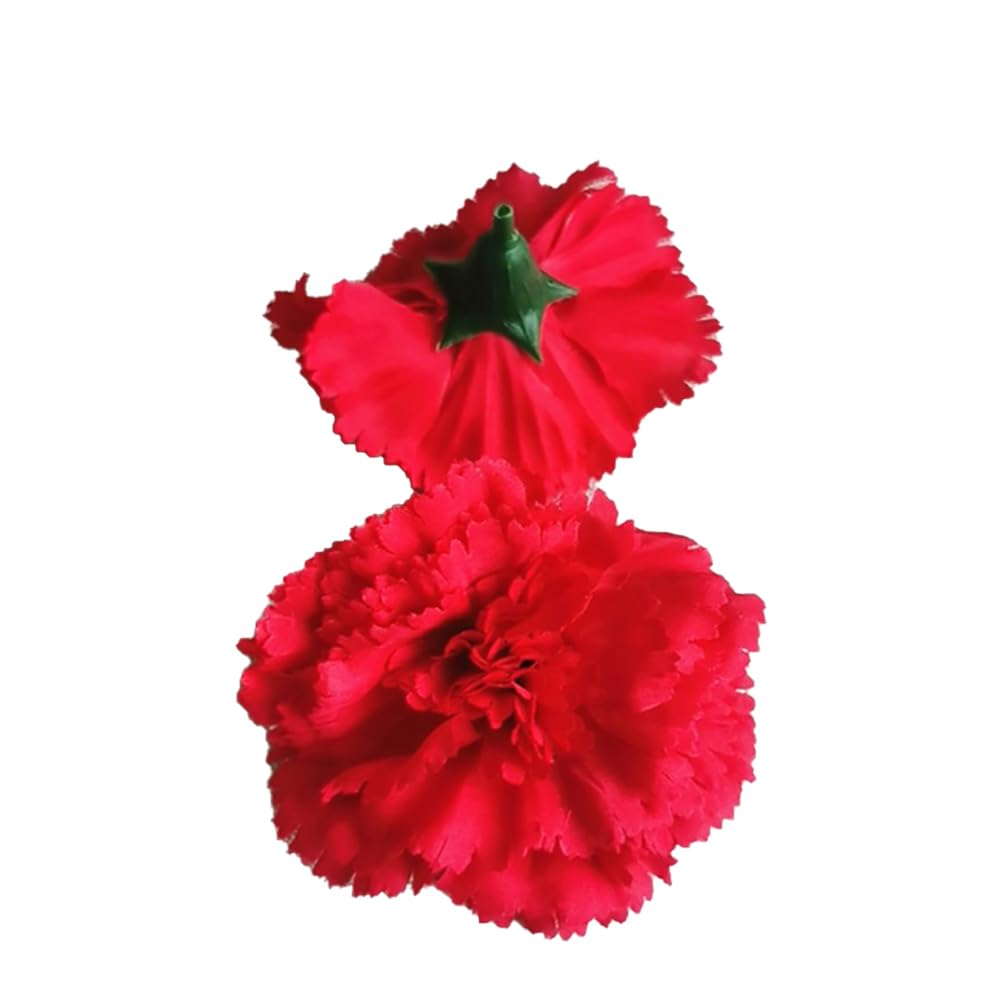 TAuyuGCT Silk Flowers, Red Carnation Artificial Flowers, 40Pcs 3.1" Silk Carnation Flower Heads Faux Carnations for Wedding Decoration(Red)