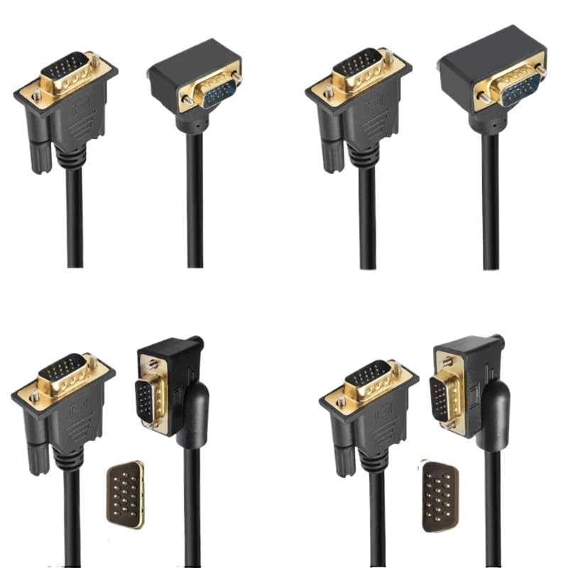 90 stopni kątowy VGA RGB męski na prosty męski przedłużacz 3COAX+6C do monitora projektora komputera (prawy, 1 m)