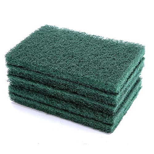 5Pcs/Set Scourer Scouring Pad, Heavy Duty Scour Pads Sponge Dish Scrubber Non-Scratch Reusable Household Scrub Pads Abrasive Finishing Pads for Kitchen and Dish Cleaning Tool(Green)