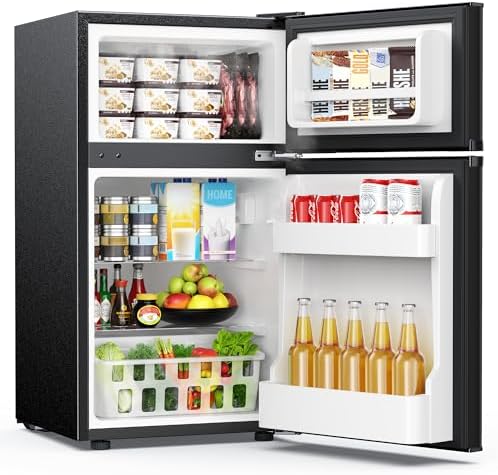 EUHOMY Mini Fridge with Freezer, 3.2 Cu.Ft Mini Refrigerator, Dor...