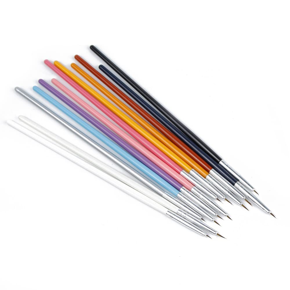 N/A 12 Pz/lotto Pennelli per Nail Art Pennelli per Design Penna Dettagli Fine Liner Suggerimenti Set di Vernice per Disegno WolFum