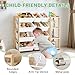 MallBest Kids Toy Storage Organizer with Bookshelf – Wooden Toy Bin Organizer with 12 Storage Bins & 3-Tier Shelf, Toy Shelf for Toddlers, Nursery, Playroom, Bedroom(Natural)