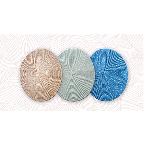 Tapis salon rond multicolore tressé coton beige de sol 60cm