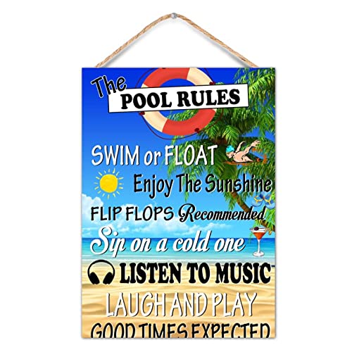 Retro Wood Sign Pool Rules Hanging Sign Pool Patio Wall Decoration Outdoor Swimming Pool Decor Pool Sign Outdoor Pool Signs Summer Gifts Housewarming Gifts ??? 10