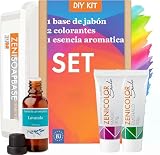 KIT DIY. Base de jabón de glicerina sin sls 1 kg + 2 colorantes + 1 esencia aromatica (Kit con base de jabón transparente)