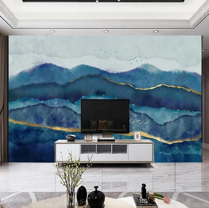 Papier peint paysage chinois pour agrandir un salon avec un effet mural 3D - 4